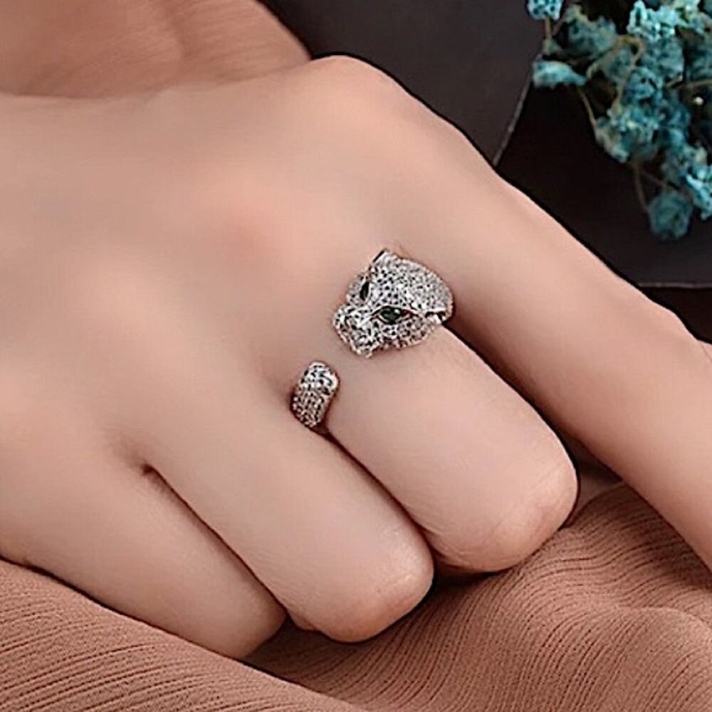 SILVER PANTHER ZIRCON RING - Picture 9 of 11